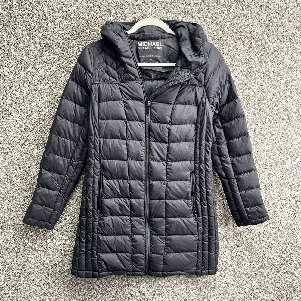MICHAEL Michael Kors Coat Women’s XS Gray Nylon Packable Down Filled Zip‎ Puffer